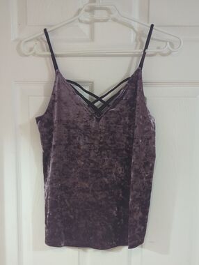 American Eagle Outfitters Mauve Purple Velvet Crisscross Strappy Cami
